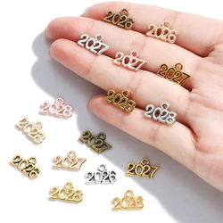 30pcs/bag Letter Charms 2026 2027 2028 Year Pendants DIY Jewelry Making Findings DIY Handmade Craft 13x9mm S107