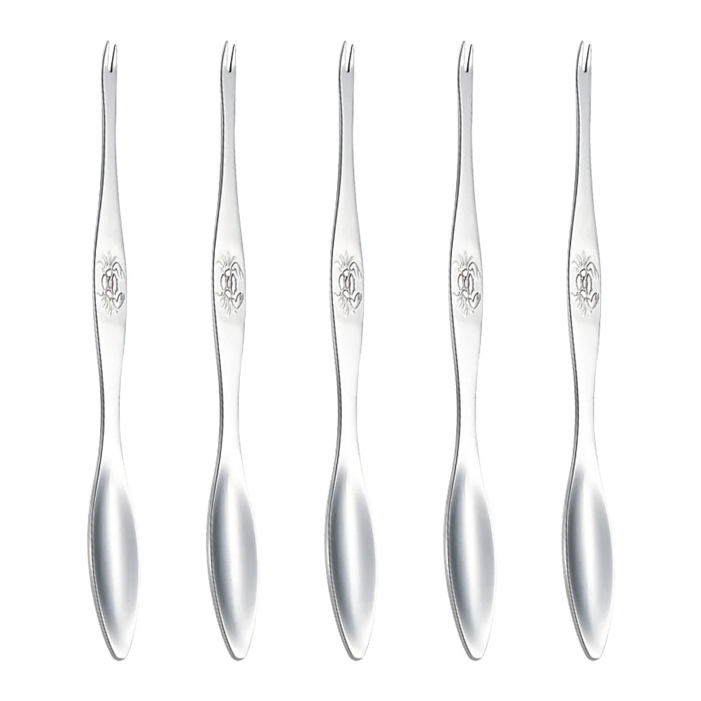 

5 Pcs Lobster Cracker Tool Stainless Crabs Forks Seafood Utensils Shrimp Peeling Leg Crackers