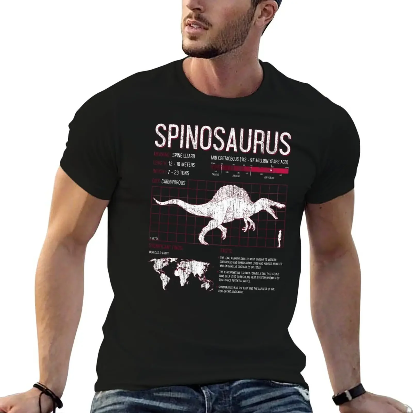 Spinosaurus Dinosaur Fun Facts Science T-Shirt cute tops sweat graphic t shirts t shirt men 100℅ cotton