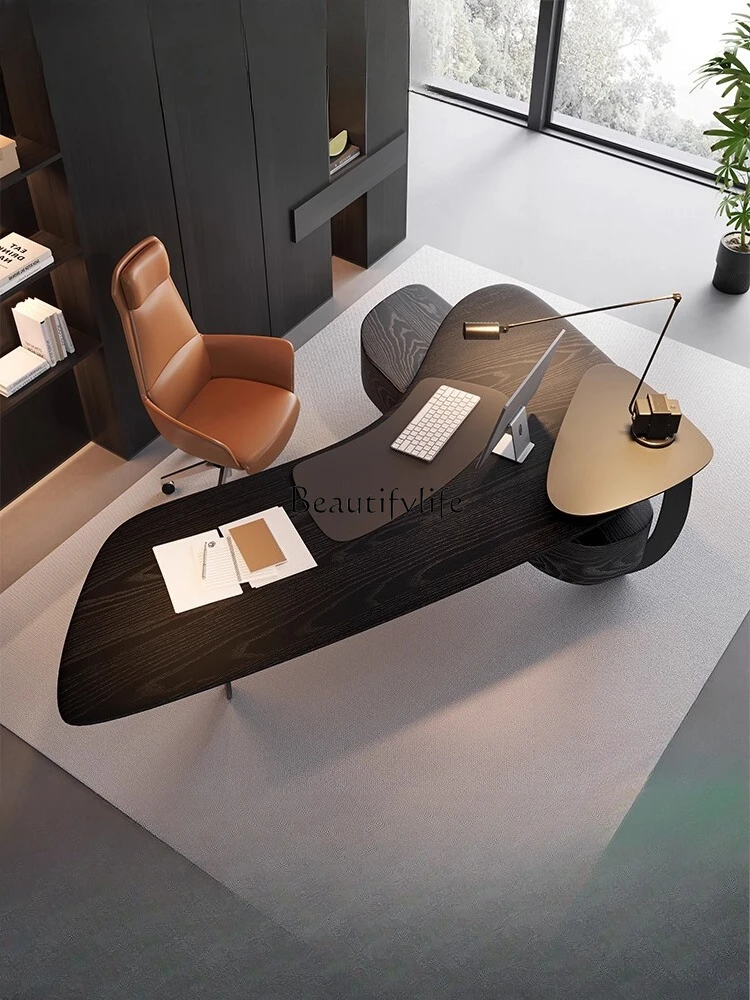 

Light luxury modern solid wood study computer desk business office single boss desk