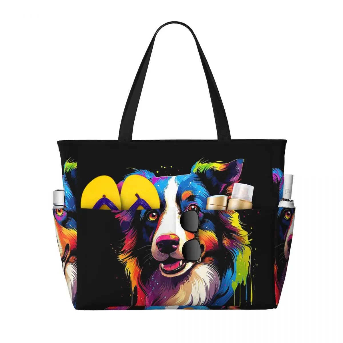 

Border Collie Beach Tote Bag Sport Gym Yoga Duffle Large Tote Bag Women Travel Bag Fitness bag