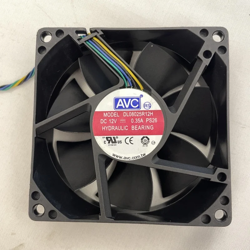 PWM 케이스 선풍기 냉각 선풍기, DL08025R12H, 12V, 0.50A, 4 핀, 80x80x25mm