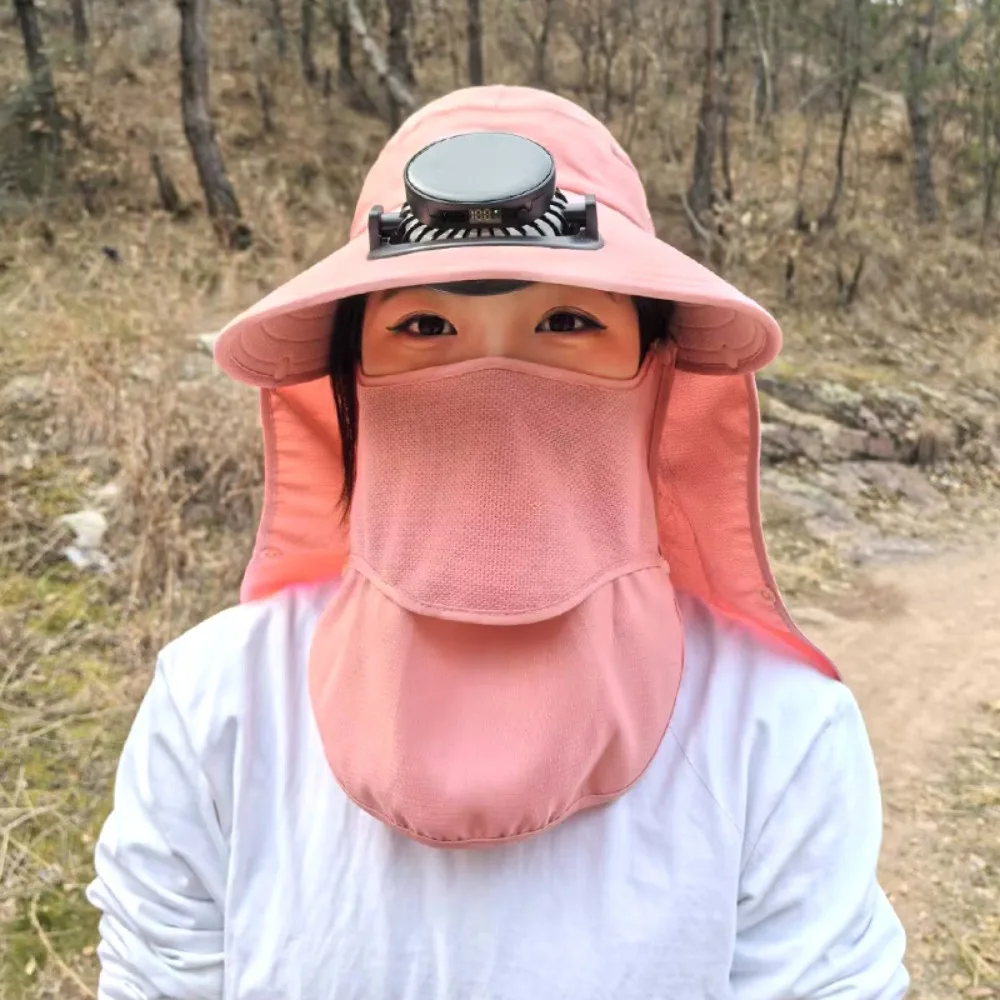 

New Wide Brim Solar Fan Hat USB Charging UPF50+ Fishing Hat Waterproof Quick Dry Men Sun Hat Summer