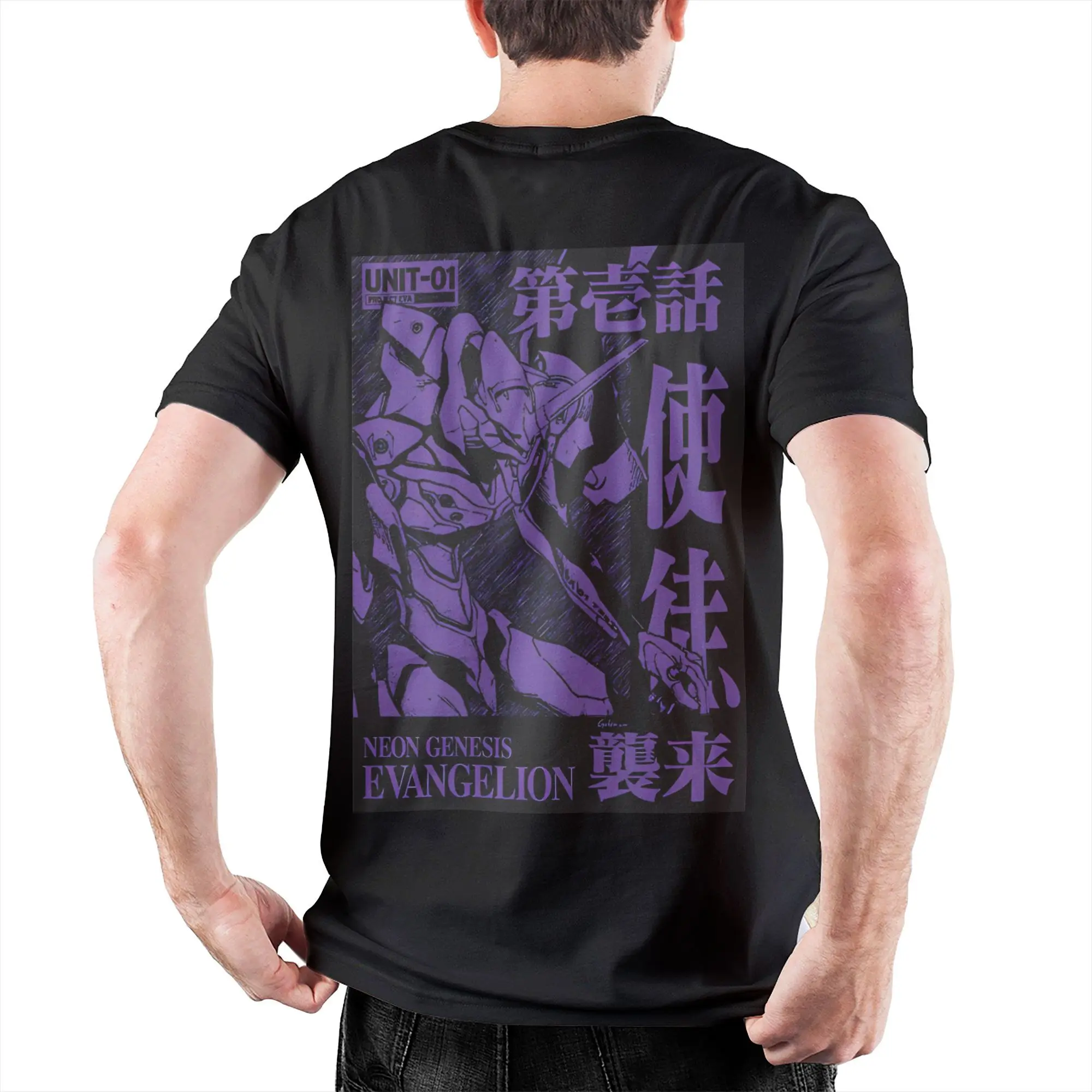 Men Women's EVA Unit 01 EVANGELION  Anime T Shirts  100% Cotton Clothing Funny Short Sleeve Crew Neck Tees Graphic T-Shirts