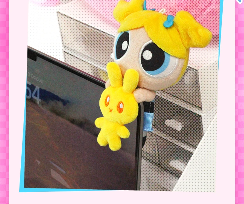 Original 12-13cm Powerpuff Girls 2-in-1 Plüsch-Schlüsselanhänger Bubbles Buttercup Puppen-Anhänger Niedliche Mädchen-Herz-Taschendekoration Moe – Detail 10