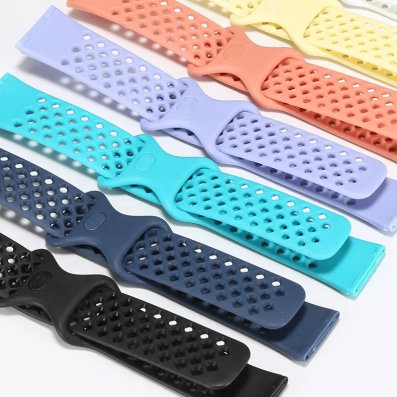 Solid Color Sport Silicone Watchband Soft breathable Holes Strap Wristband For Fitbit Versa 3/Sense Watch Bands