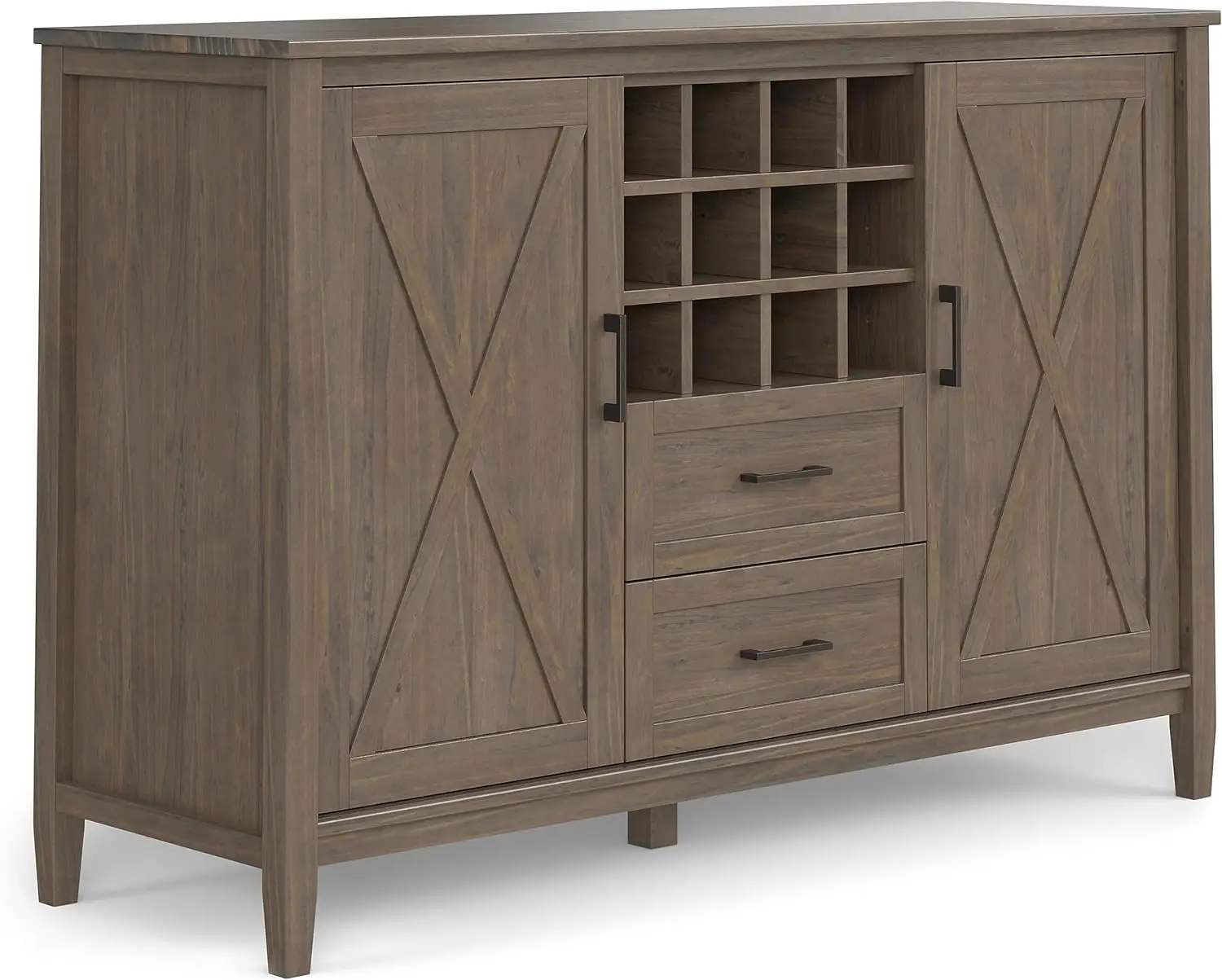 Smoky Brown Aparador Buffet Cabinet com Portas, Coffee Bar, Prateleira para Vinho, Cozinha, Sala de Jantar, Corredor, Aparador 54"