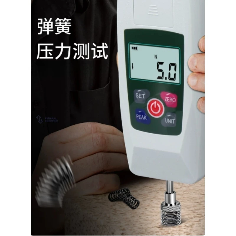 500N 50kg Digital Push Pull Force Gauge Tester, Portable Spring Dynamometer for Tension Compression Test
