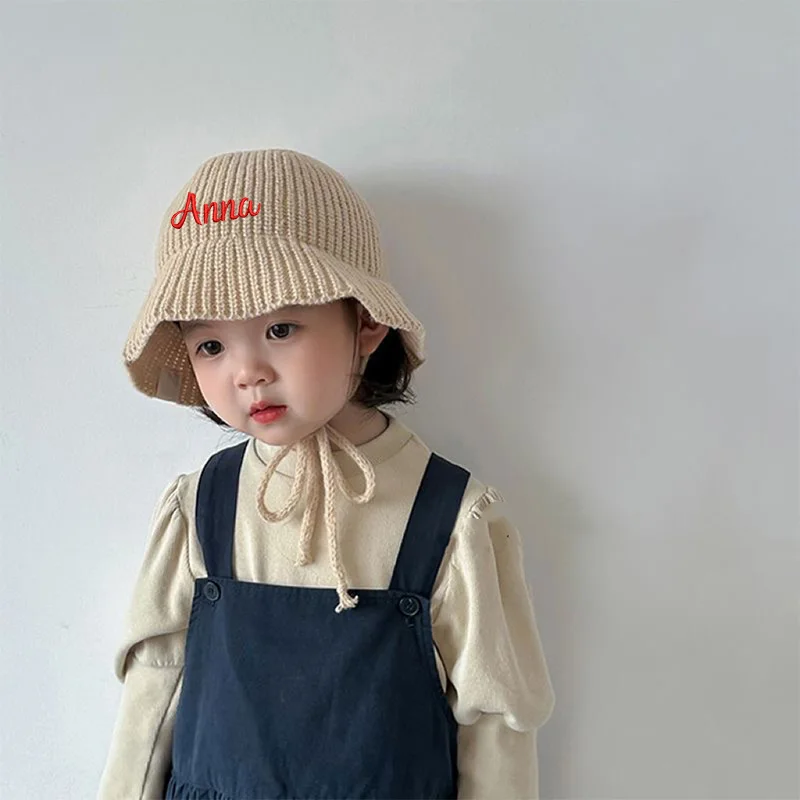 Customized Children's Hats, Solid Colored Fisherman Hats,Boys And Girls Personalized Knitted Hats, Versatile Vintage Woolen Hats