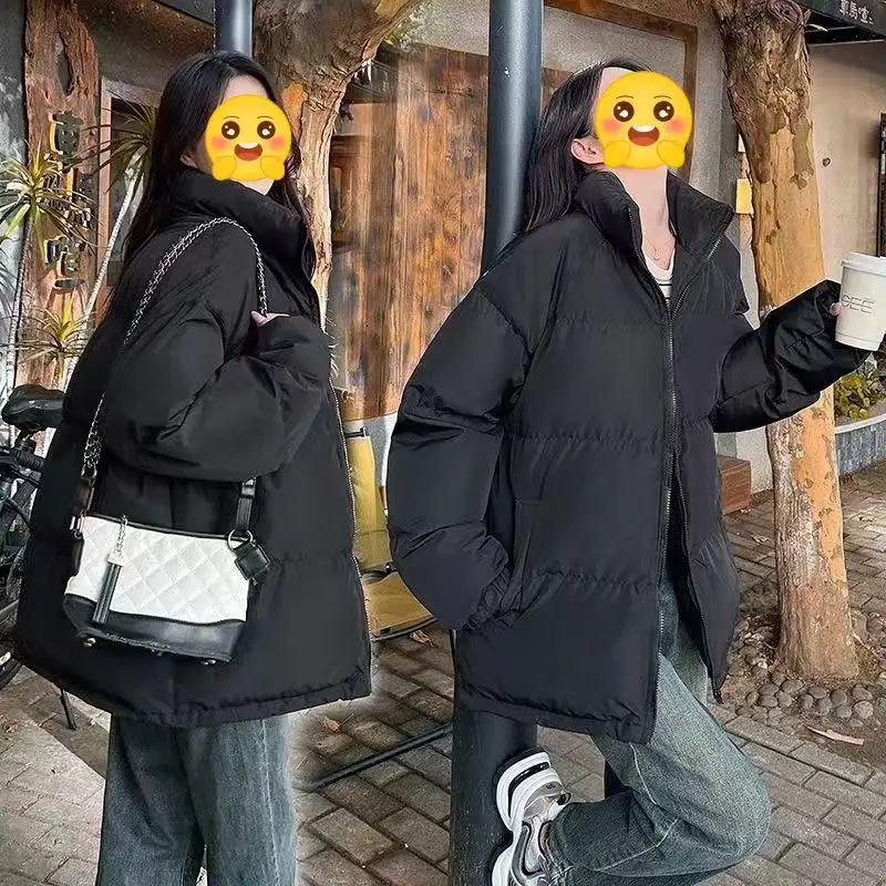 冬のファッション軽量ダウン綿入りコート 2025 新しい女性のクロップドルーズフィット肥厚フグジャケットプチジャケット