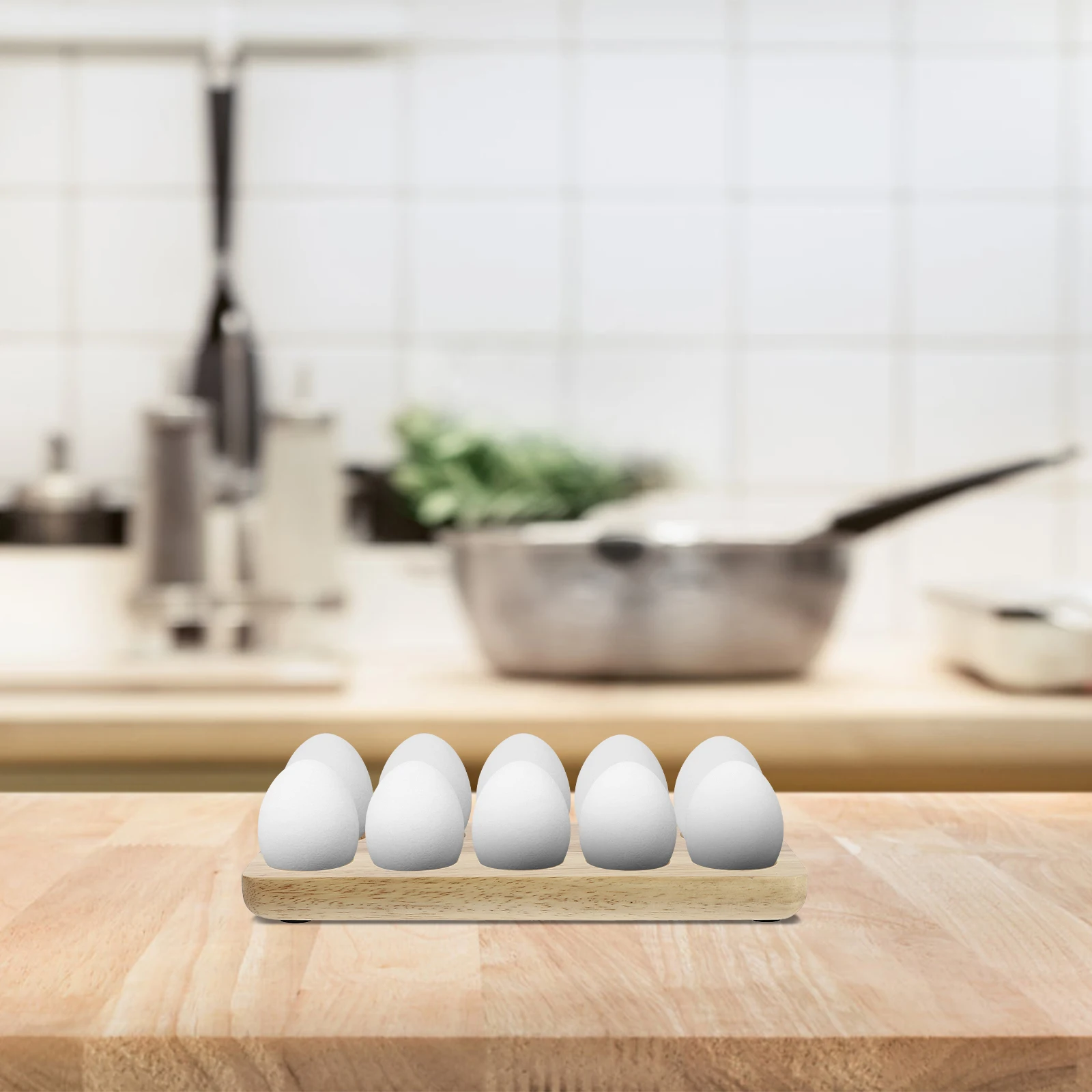 

1pc Wooden Stand Simple Durable Storage Holder Kitchen Rack Protective Egg Holder Container Wood Egg Organizer Stand Home