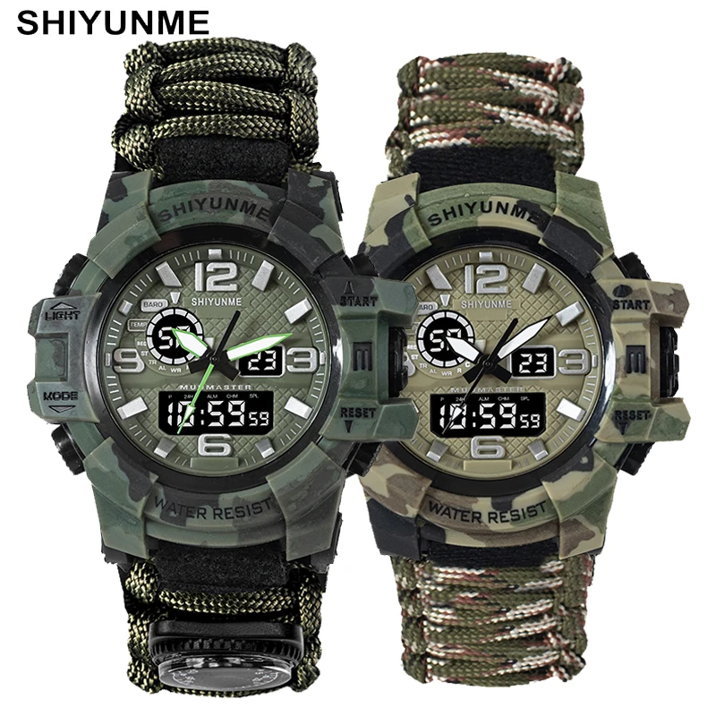 SHIYUNME G Style Military Sport Watches Men\'s Waterproof LED Digital Watch Outdoor Camping Compass Thermometer Quartz Wristwatch