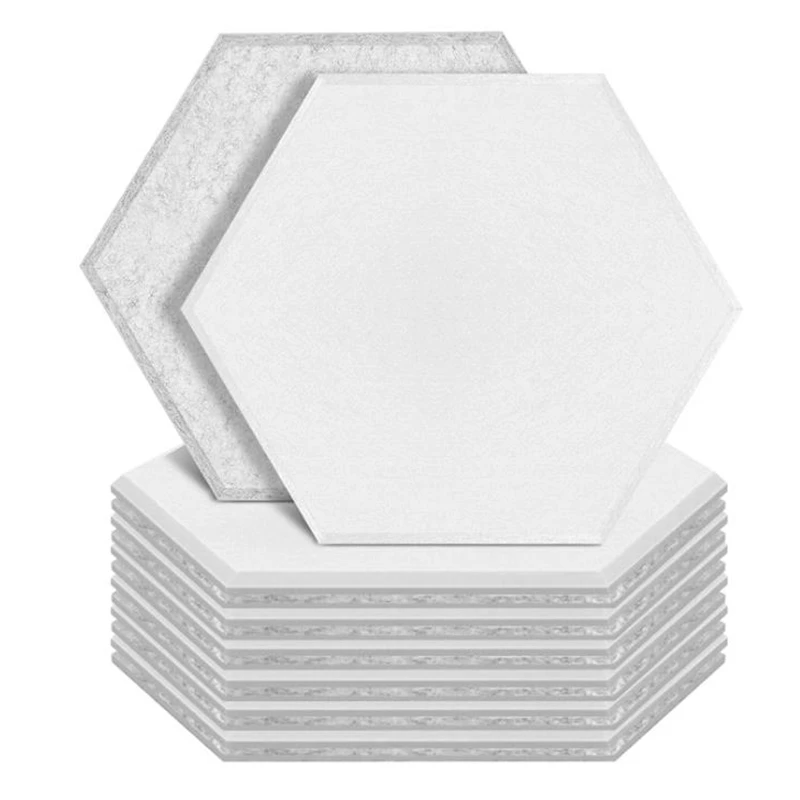 12 Pcs Hexagon Acoustic Panels Beveled Edge Sound Proof Foam Panels,Sound Proofing Padding,Acoustic Treatment For Studio