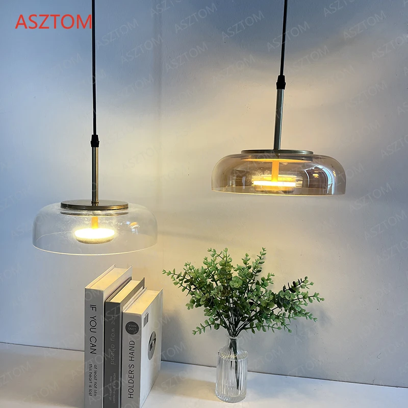 Modern LED bedroom bedside pendant lights minimalist designer Glass chandelier Kitchen Island Restaurant Bar hanging lamp