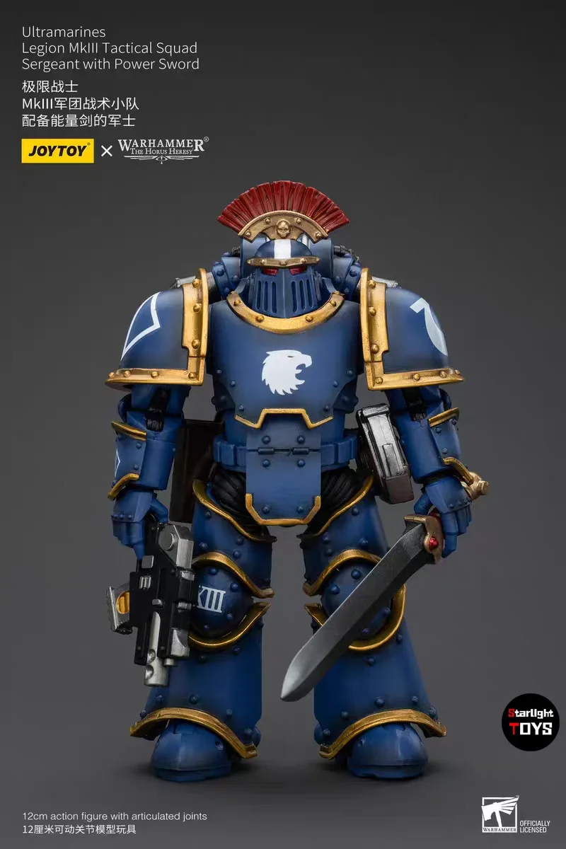 

【24 Hours Delivery】JOYTOY Warhammer 40K Mklll Tactical Squad Sergeant with Power Sword Heavy Bolter Toys Model 1/18 Action