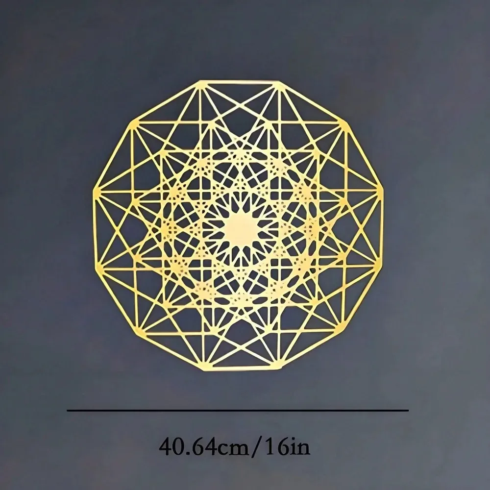 CIFBUY Metal Wall Art Sacred Geometry Sculpture Gold Iron Hanging Decor For Living Room Bedroom