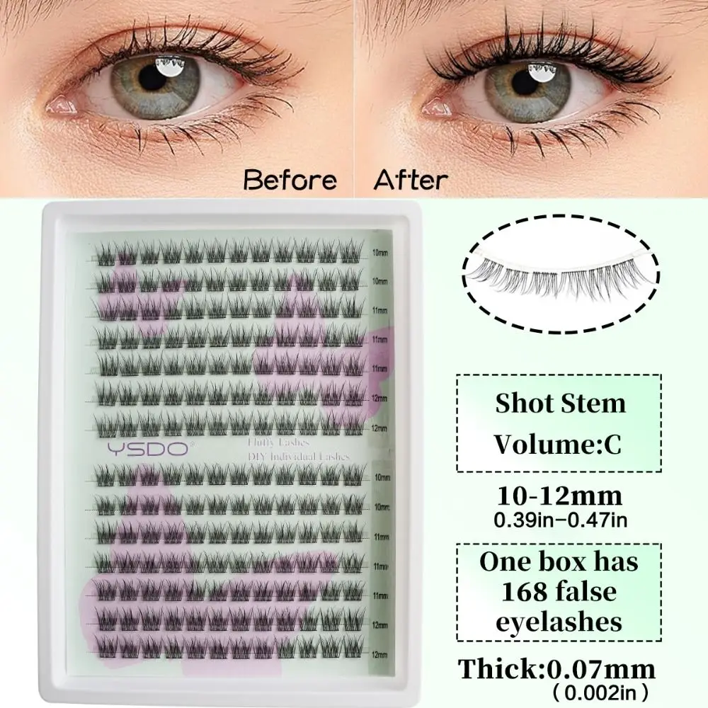 Black No Need Glue Natural Look False Eyelashes Wispy No Removal Required Self-adhesive Lash Clusters Reusable Individual Lashes