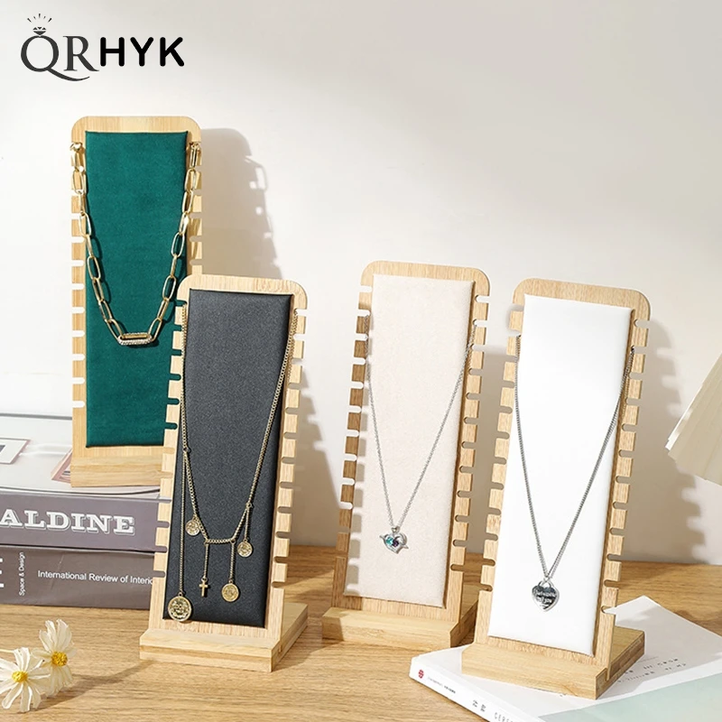 

Simple Solid Wood Jewelry Necklace Display Stand Holder Pendant Long Chain Organizer Holder Props Necklace Display Board