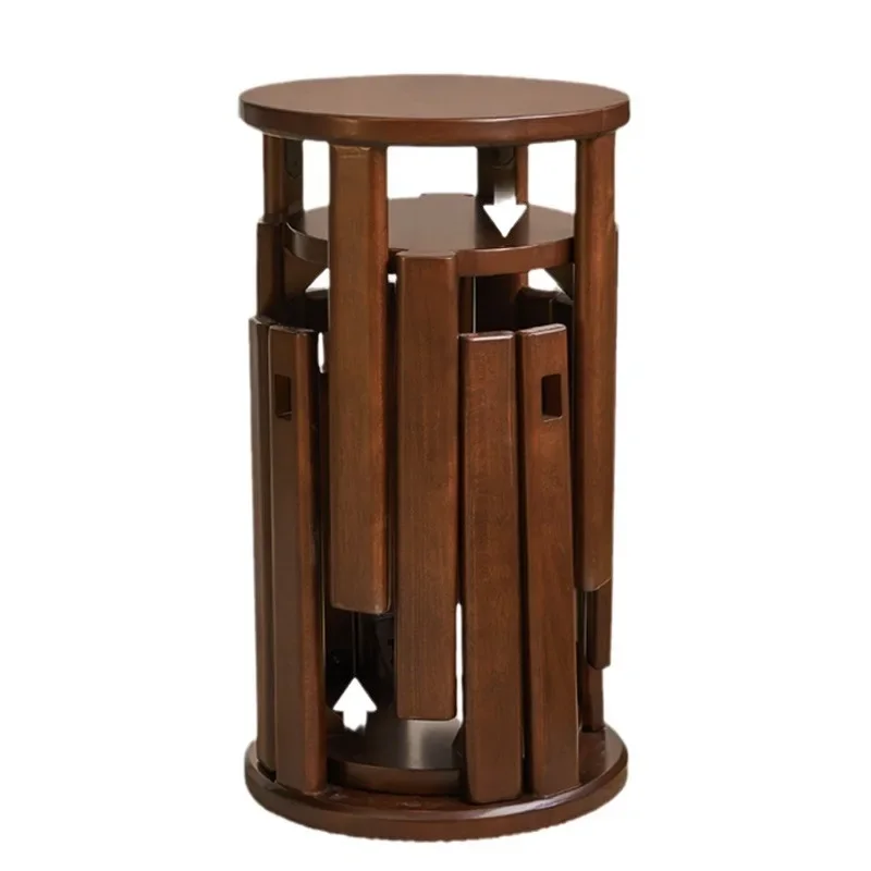 #A Dining Table Stools Small Bench Spare Chair Solid Wood Stacking Stools Can Be Stacked Round Stools Household Adult Sturdy
