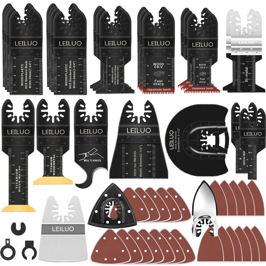 134 Pcs Multitool Blade Kits for Oscillating Tool with Storage Bag: HighPerformance Cutting Sanding and Scraping Accessories Co