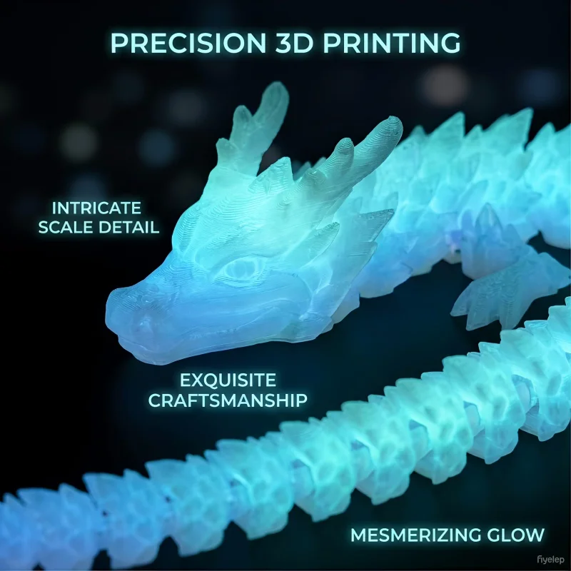

3D Printed Articulated Luminous Dragon Glow in The Dark Kids Toy Flexible Joint Home Decor Ornament Birthday Gift for Children