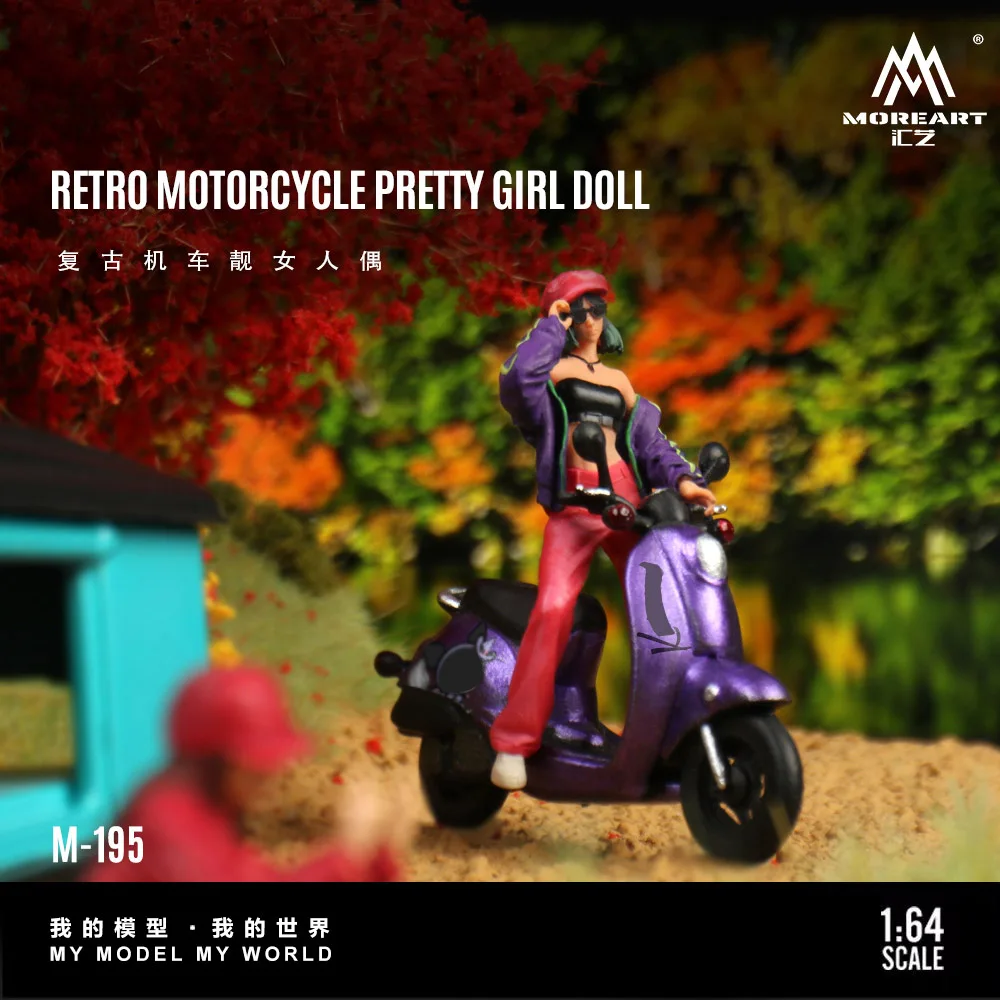 

* Предварительный заказ*MoreArt 1:64 «Красивая девушка на ретро-фигурке мотоцикла», модель из смолы, миниатюрное украшение сцены, подарок и дисплей