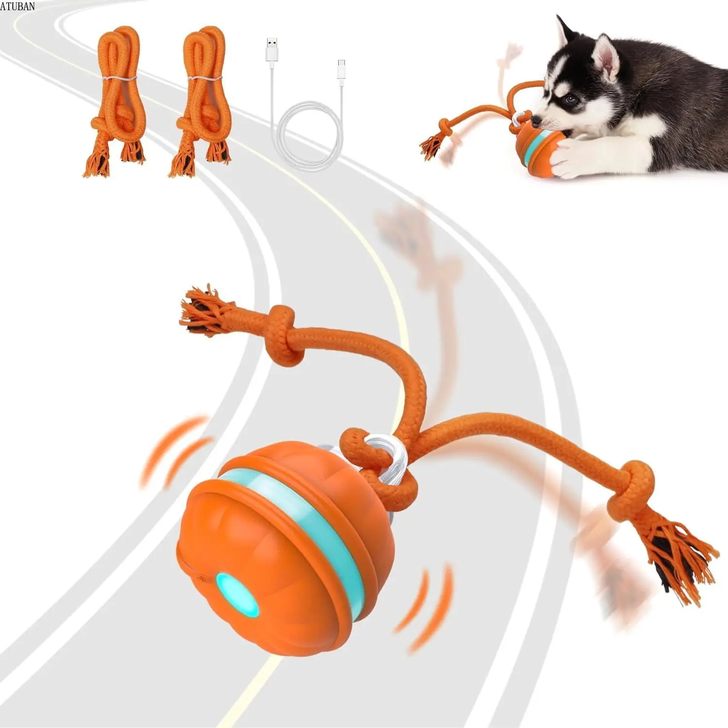 ATUBAN Interactive Dog Toys,Motion Activated Dog Ball,Automatic Rolling Ball Toys for Puppy,Active Rolling Ball for Cats&Dogs