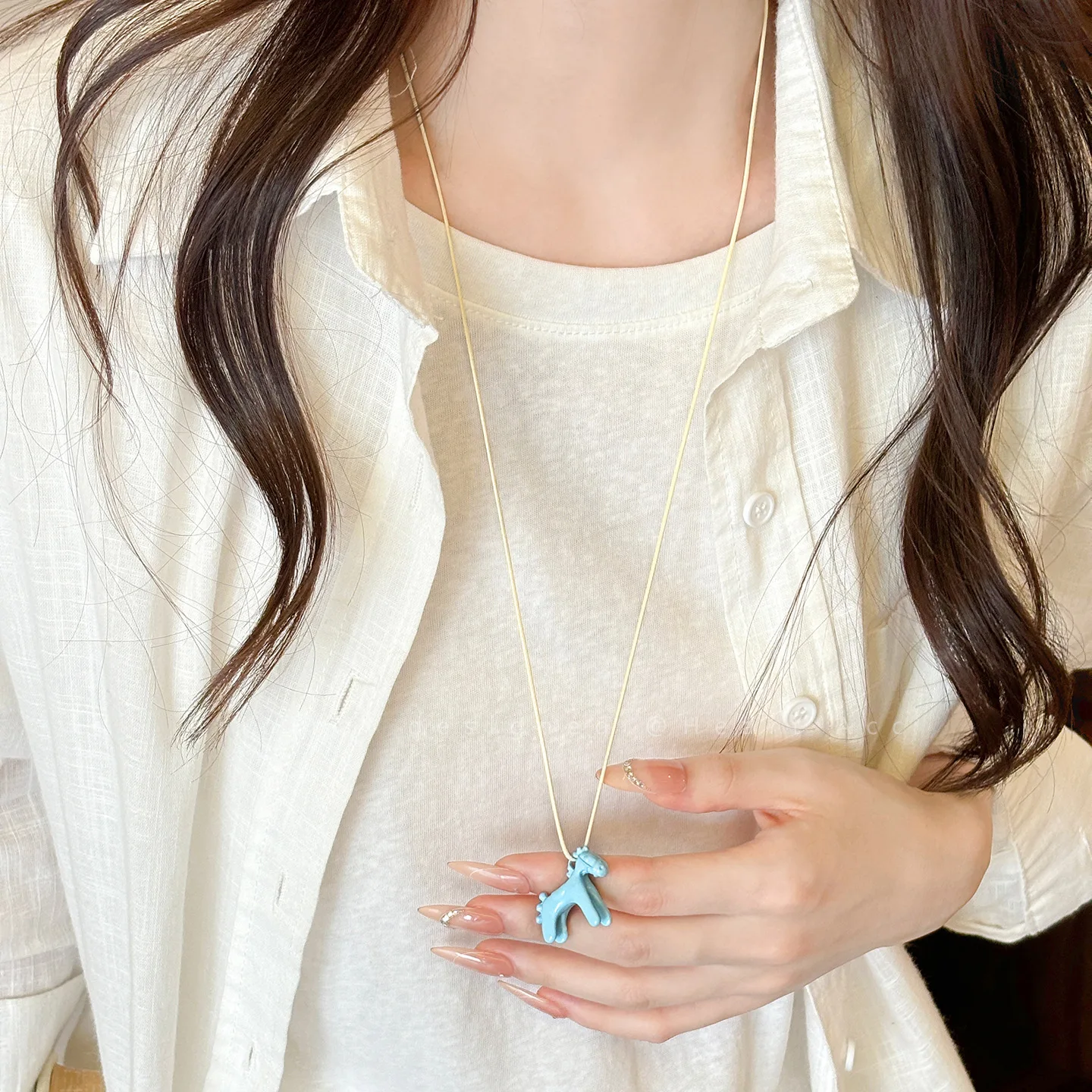 

Adorable Children's Enamel 3D Pony Necklace Choker Accessory Unique Sweater Chain Valentine's Day Gift