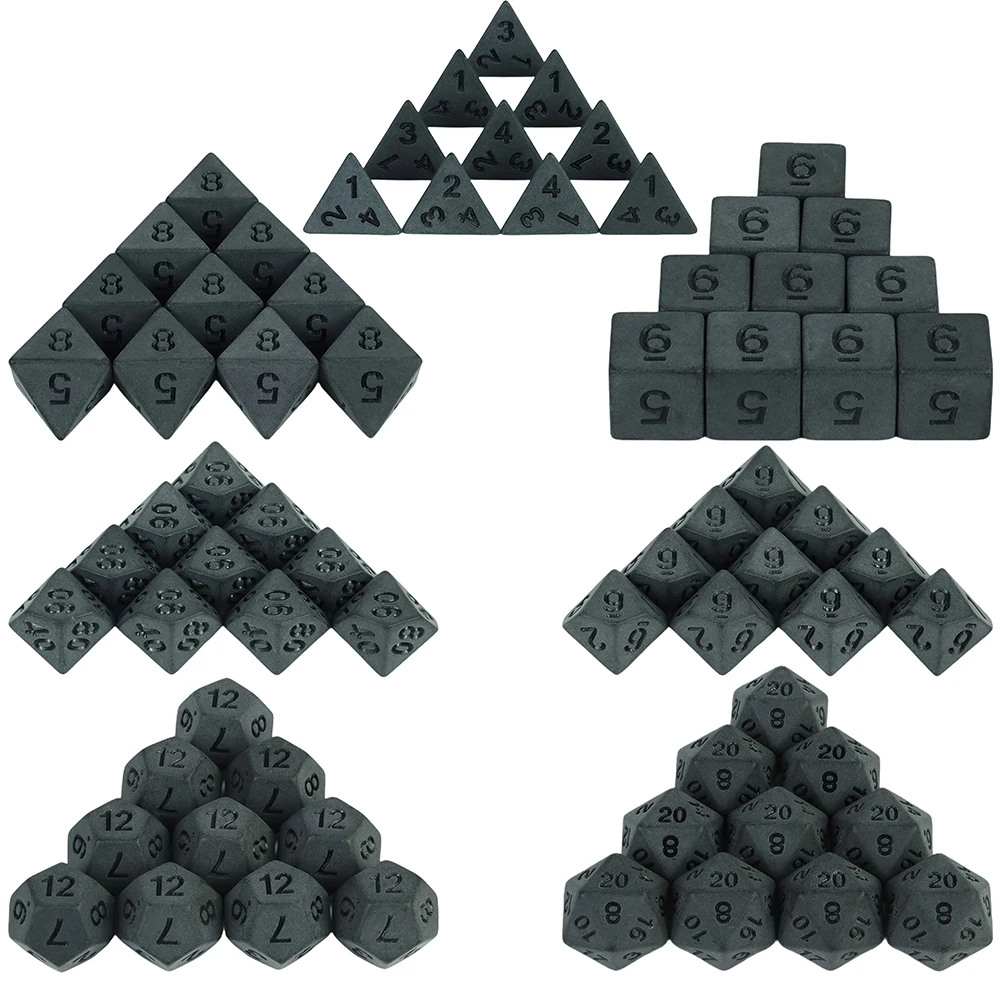 D4-D20 polyédrique noir 10 pièces/ensemble dés multi-côtés ensemble DND jeux pour drôle fête jeu de société