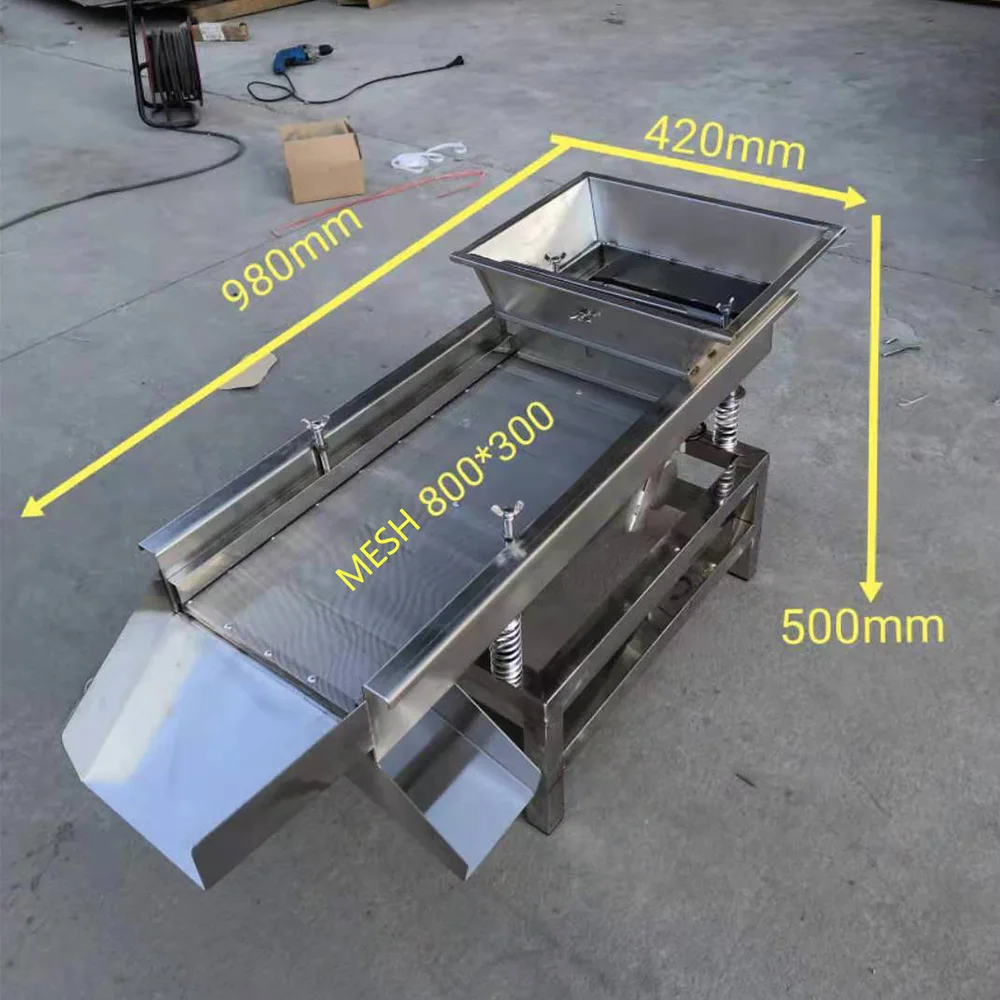 220V Linear Vibration Sieve Screen 30*80cm Vibration Separator for Particle Screening and Grading Double Motor