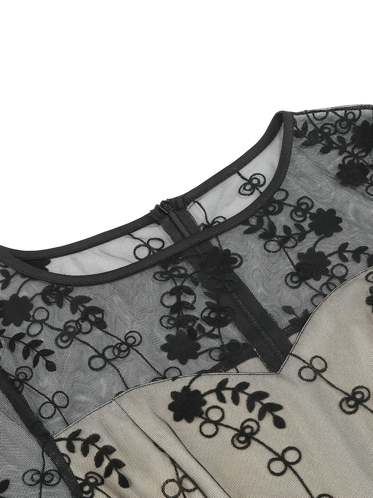 Tonval Floral Embroidered Mesh Overlay Elegant Banquet Party Women Dress 3/4 Length Sleeve Birthday Vintage Clothes Midi Dresses