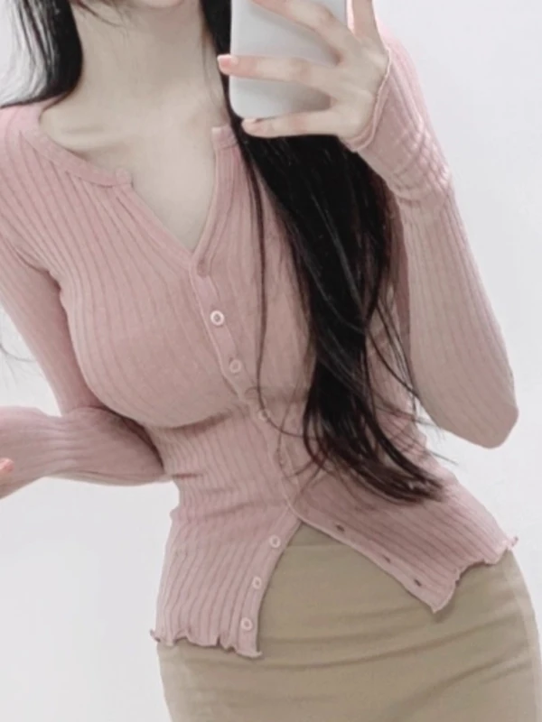 

Sexy Slim Fit Long Sleeve Knitted Open Cardigan Women's Top Micro Translucent Elastic Thin Polyester Fiber Blend Casual Wear