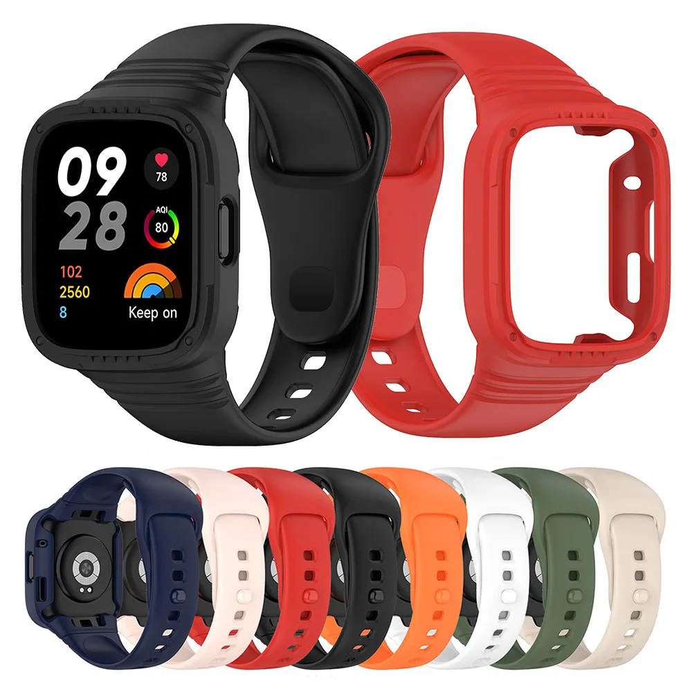 Integrated Band + Case For Redmi Watch 3 Silicone Watchband Strap