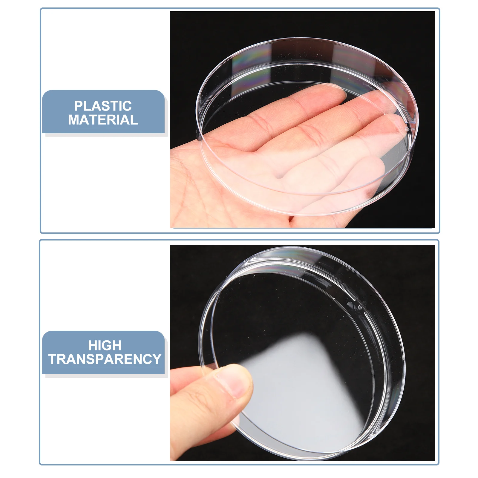 

30Pcs Laboratory Petri Plates Transparent Plastic Corrosion Heat Resistant Suitable for Scientific Experiments Teaching