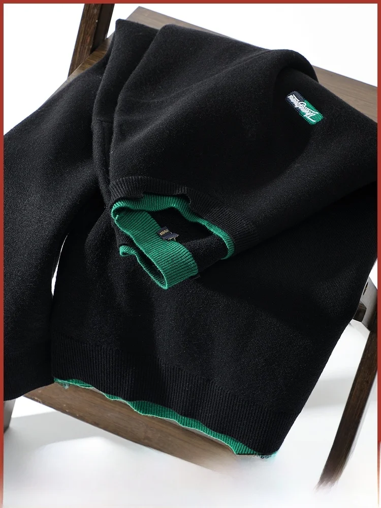 

Comfortable Men's Knitted Sweater Double Collar Trendy Base Layer irt Winter Warm Sli Polyester Fiber Long Sl...