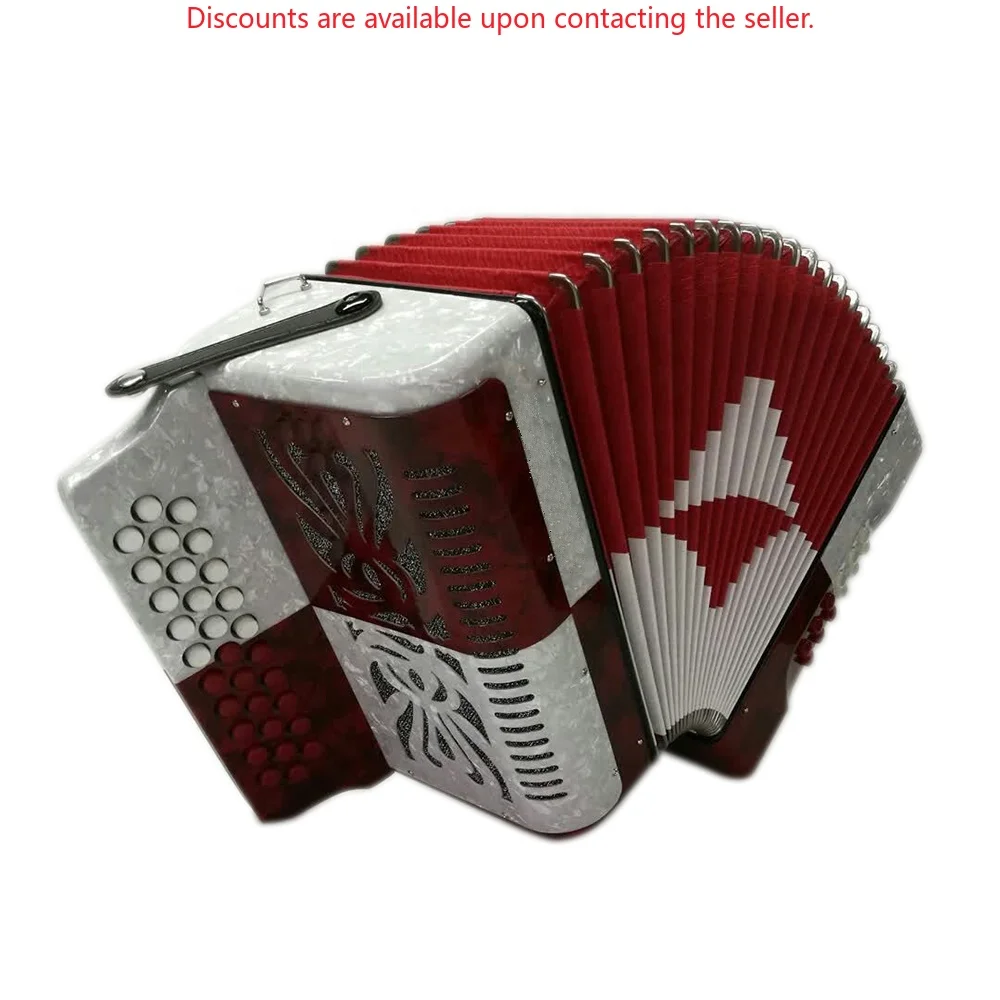 Professional Diatonic Accordion Instrument JB3112C 31 Buttons with 12 Bass Red Button Acordeon