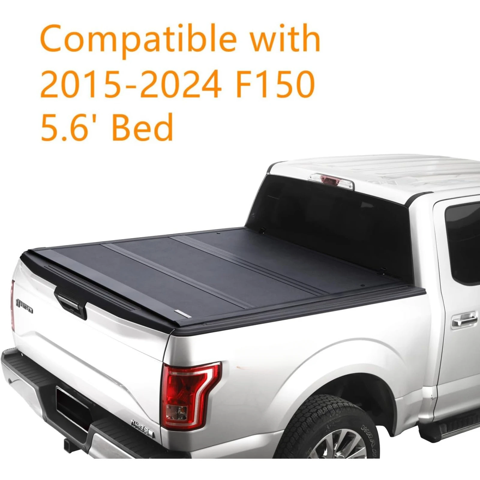 US  Low Profile Hard Folding Truck Bed Tonneau Cover, Compatible with 2015-2024 F150 Pickup 5.6 Ft Bed