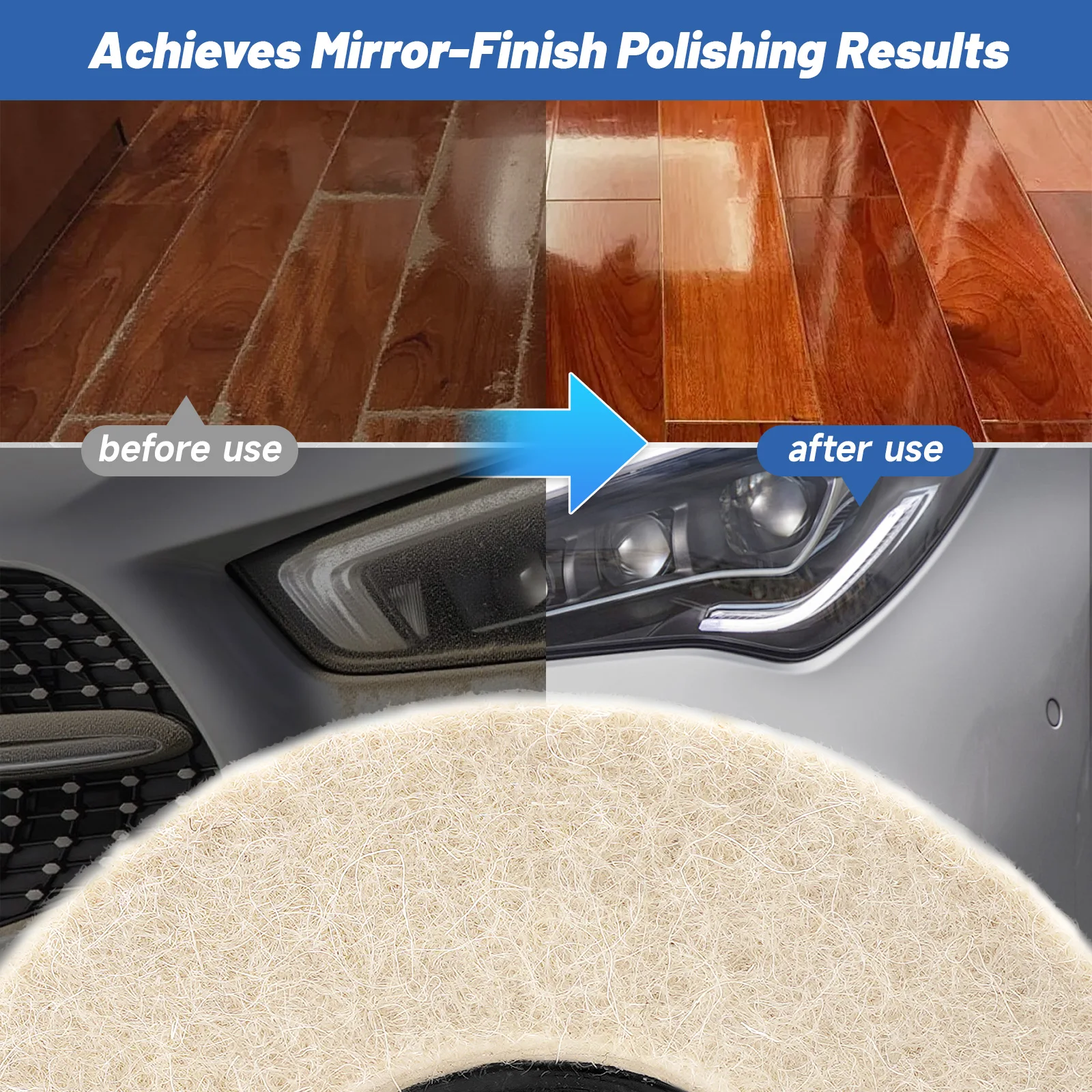 3/5/10pcs 4 pollici 100 millimetri Lana Ruota di Lucidatura Tamponi per Lucidatura Smerigliatrice Angolare Ruota Feltro Disco per Lucidatura per Metallo Marmo Vetro Ceramica