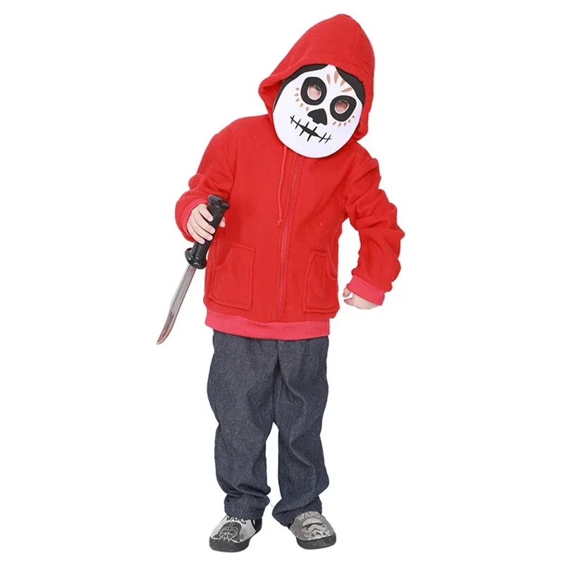 Unisex boys skull jacket pants mask set Halloween costume Coco Miguel costume for kids