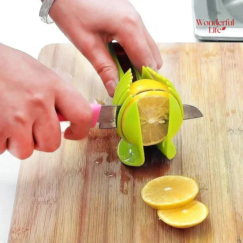 Rebanador De limón y naranja De mano para cocina, rebanador De tomate, cortador De frutas, soporte, utensilios De Cozinha, asistente, limón y tomate descansado, 1 ud.