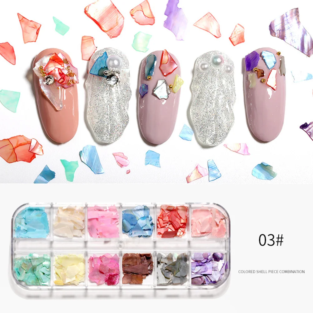

1 set Colorful Shell Nail Patches 3D Nail Art Stickers Holographic Pearl Decals Manicure Sequins For Diy Decor Home Phone Body