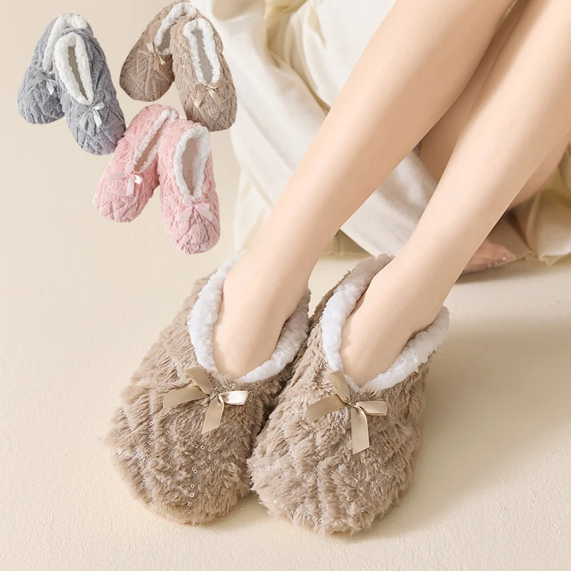 1/2 Paar Damen-Slipper-Socken für Zuhause, warm, verdickt, für Damen, rutschfest, flauschig, bequem, Teppich, Socken, Haus, weiblich, Innenboden, Socken
