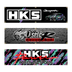 60X240cm HKS Power logo Banner Flag Polyester Printed Garage or Outdoor Decoration Tapestry