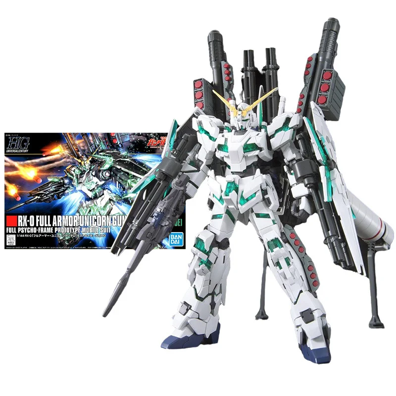 Bandai Gundam Model Kit Anime Figure HGUC RX-0 Full Armor Unicorn Destroy Mode Genuine Gunpla  Action Figure Toys for Children