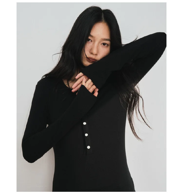 2026 Damen Herbst Dünne Basic Langarm T-Shirts O-Ausschnitt Gestrickte Lyocell-Wollmischung Pullover Lässige Oberteile für Damenmode – Detail 20