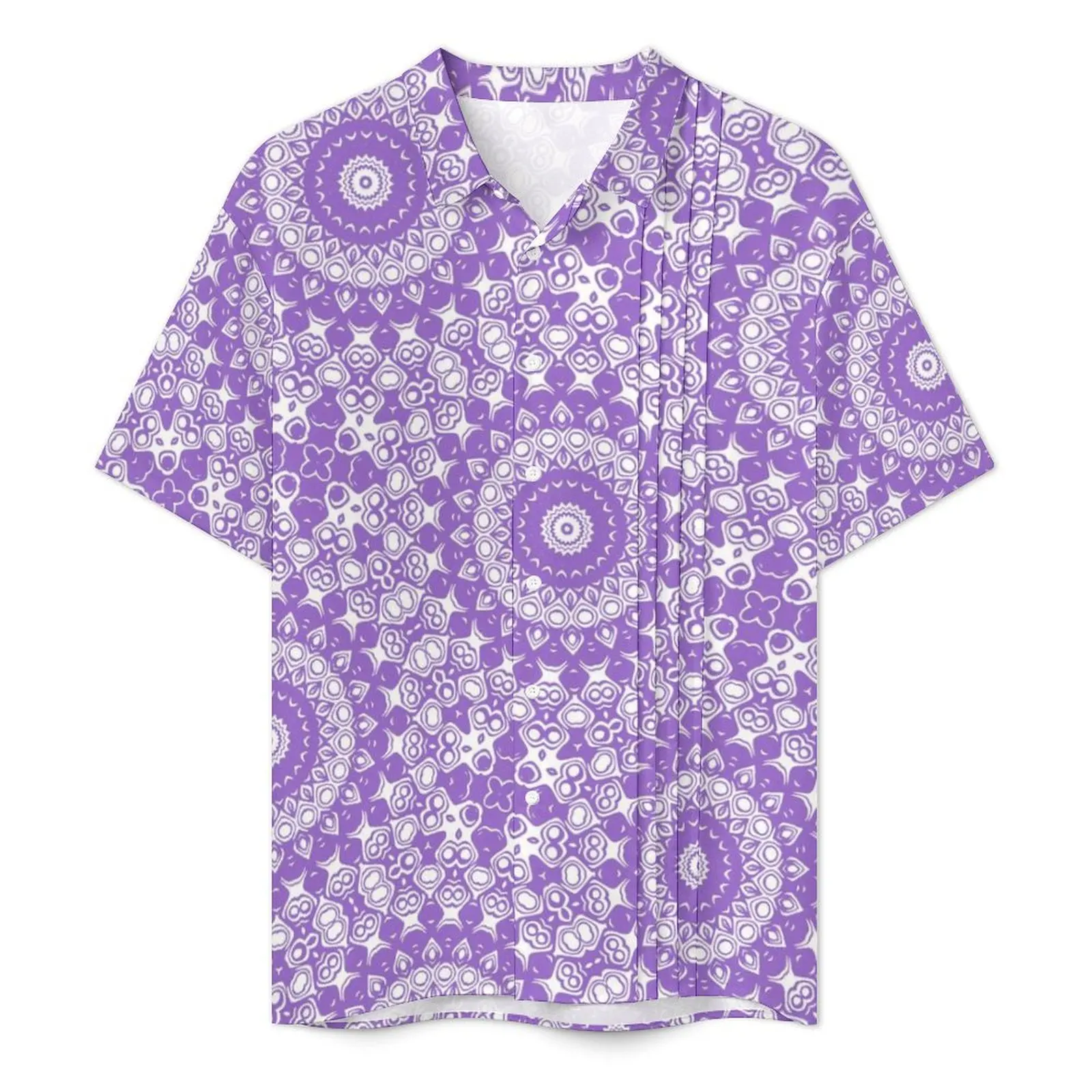 Retro Lavender Hawaii Shirt For Mens Beach Purple and White Casual Shirts Short Sleeve Fashion Custom Trendy Oversized Blouses