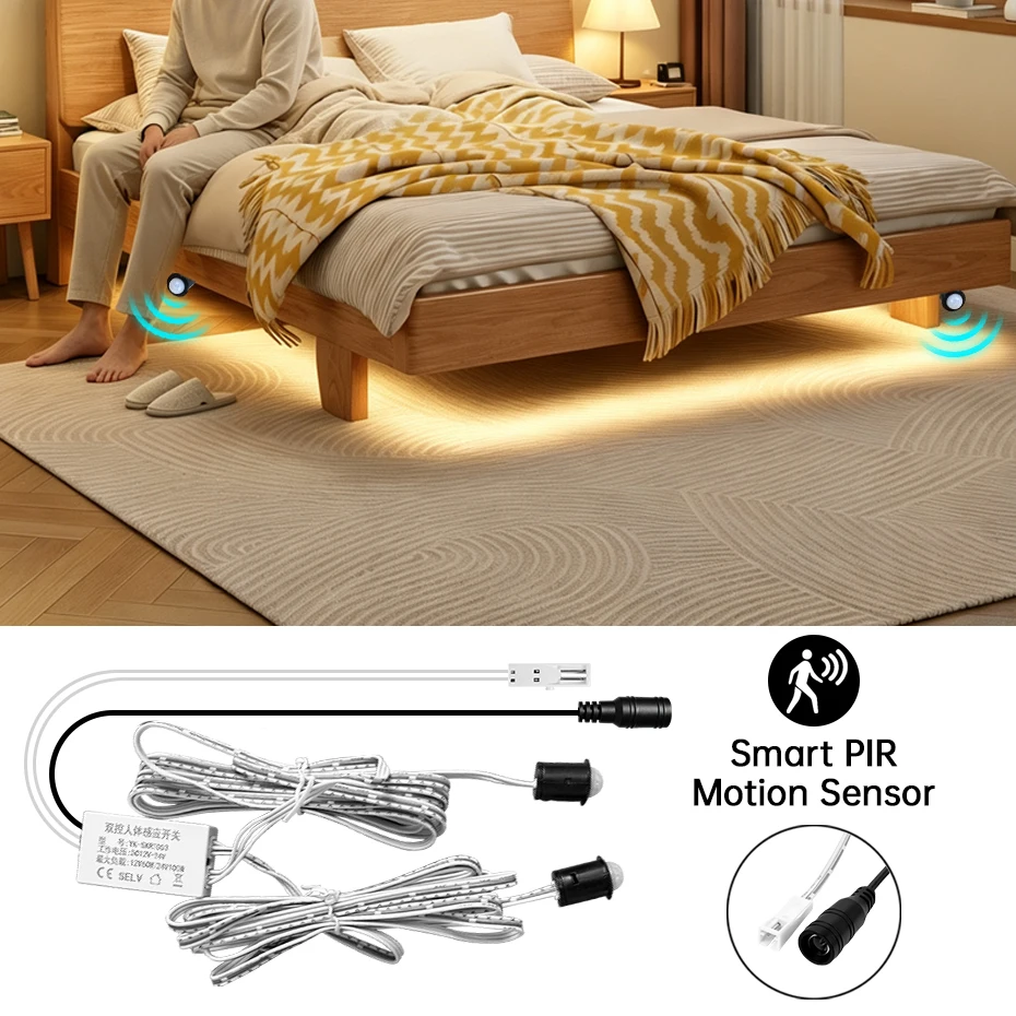 5V 12V 24V LED Dimmable Touch Sensor Switch Penetrating Wood Panel Dimmer DC Plug For Led Strip Control Dual Head Motion Sensor