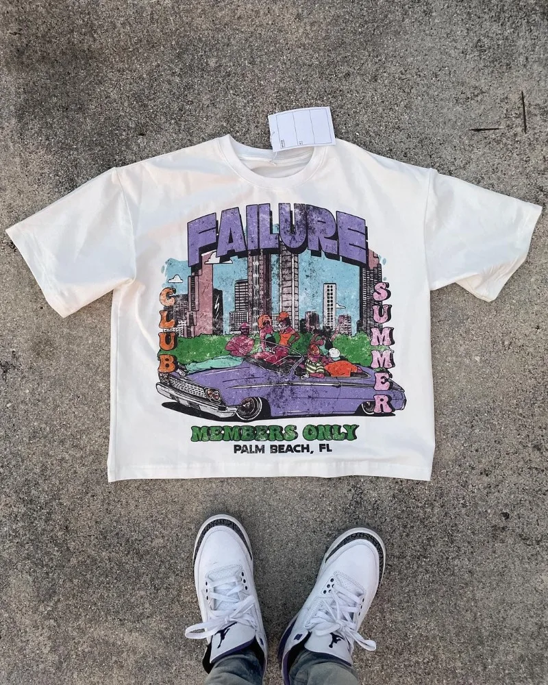 

y2k top Cartoon printed street Harajuku short sleeve T-shirt Men 2023 American retro loose top couple casual oversized shirt
