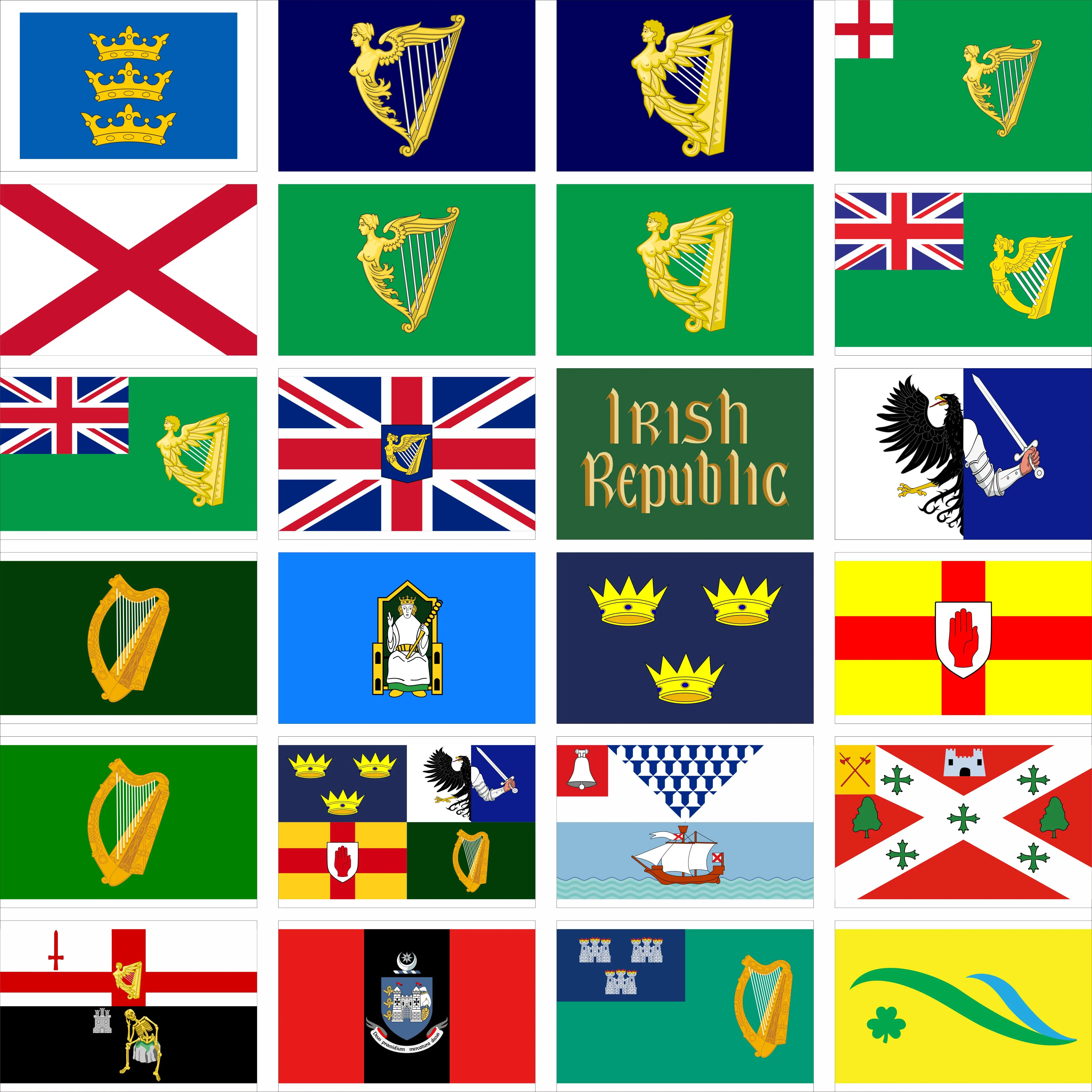 Ireland History flag State banner 100D Polyester 90 x 150 cm 3x5ft Double sided printing Irish city flags