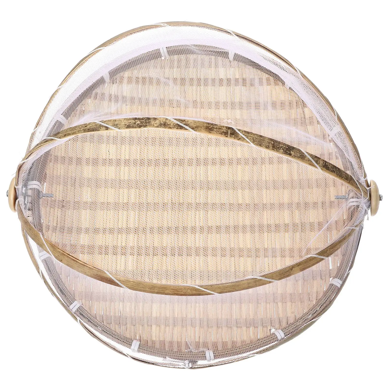 

Bamboo Woven Vegetable Basket Small Round Mesh Kitchen Bread Bamboo Storage Basket Storage Picnic Food Tent Gauze